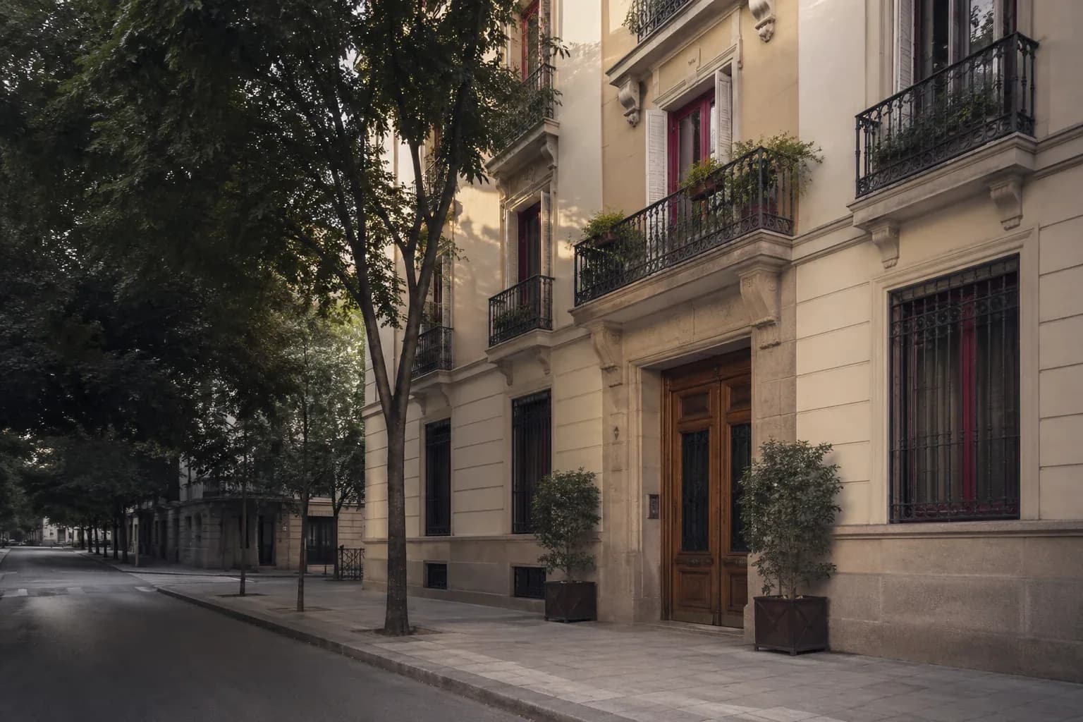 Fachada de un edificio residencial urbano español